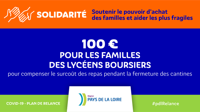 Aide de 100 € accordée par la Région des Pays de la Loire aux lycéens boursiers sur l’année scolaire 2019-2020