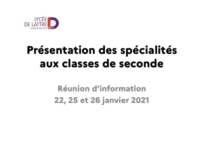 Présentation des spécialités – classe de première – diaporama